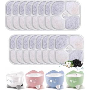 Subzonal-Filtre Fontaine Chat, 16 Pi&egrave;ces Filtres De Rechange Pour Fontaine &Agrave; Eau Filtre, Pour Pixi Fontaine &Agrave; Eau Pour Chat 2,5 L Avec R&eacute;sine Activ&eacute;e Au Carbone Trois Couches Syst&egrave;me De Filtration. - Neuf