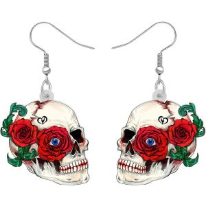Kal-Acrylique Créatif Mignon Halloween Crâne De Sucre Squelette Boucles D'oreilles Pendantes Pour Femmes Filles Nouveauté Saison De L'effroi Bijoux Gothiques Pour Cadeaux - Neuf