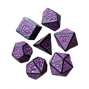 Jeu De D&eacute;s Poly&eacute;driques 7 Pi&egrave;ces, Jeu D'action Et D'adresse, Jeu Portable, Dor&eacute;-Violet - Neuf