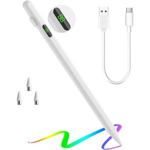 Stylet &Agrave; &Eacute;cran Tactile,Universel Compatible Avec Ipad/Iphone/Samsung (Hors S Pen)/Xiaomi & Autres Appareils, Stylet Tablette Avec Affichage De Batterie, Fixation Magn&eacute;tique, Charge Rapide - Neuf