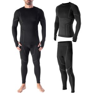 Ulteronixshop-sous Vetement Thermique Homme Laine Merino Tech &iquest; Ensemble Thermique Homme Hiver avec Haut Et Collant en Laine M&eacute;rinos Premium et Dryarn, Seamless, Respirant, Thermor&eacute;gulant &iquest; Made in I - Neuf