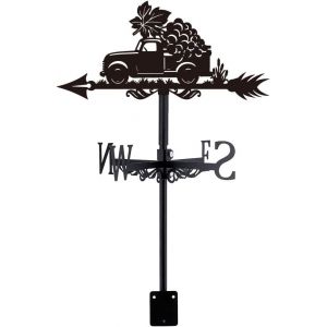 MEVRONISSHOP-Girouette M&eacute;tallique Camion Pickup &agrave; Raisins Indicateur de Direction du Vent Instrument de Mesure Installation sur Toit D&eacute;coration Ext&eacute;rieure pour Jardin Ferme Grange Pergola Noire - Neuf