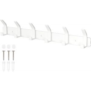 Cap-Porte Manteau Mural Patere Murale, Crochet Salle De Bain Avec 6 Crochets Pour Suspendre Sac À Dos, Veste, Chapeau, Porte Manteau Pour Porte - Blanc - Neuf