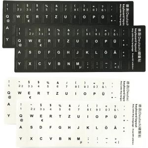 4 Auto-Collants Universels pour Clavier Allemand Imperm&eacute;ables pour Clavier d'Ordinateur Portable et de Bureau - Neuf