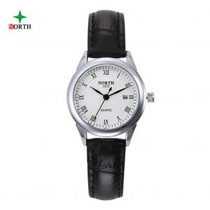 1 Paire/Ensemble De Montres-Bracelets Analogiques Rondes A Quartz Avec Bracelet En Cuir Pour Couple (Cadran Blanc Et Boitier Argente) - Neuf