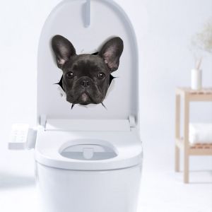 3D Chien Stickers muraux - lot de 2 - Drôle Décoratifs Autocollants - Noir Bouledogue français Chien Décalques de Mur - Réfrigérateur - Wc - Voiture - Réfrigérateur - Neuf