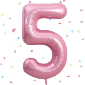 Ballon Chiffre 5,Ballons 5 an Rose,Ballons 5 Ans Anniversaire Numero 5 Hélium Ballons,101cm Chiffre 5 Decoration Pour Garçons Filles Anniversaire Fête - Neuf