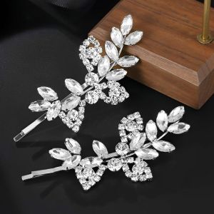 Kal-2 Pcs Pinces À Cheveux Mariage, Pince Argenté Cheveux Mariage Pince Coiffure Mariage Pince A Cheveux Feuille Pinces À Cheveux Strass Pince À Cheveux Bijoux Pour Fêtes, Anniversaires, Soirées - Neuf