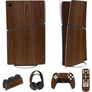 Eryi-Autocollant Protection Pour Ps5 Slim Console Accessoires,Sticker Skin Pour Ps5 Manette & Télécommande & Casque & Station De Charge,Digital Edition-Grain De Bois - Neuf