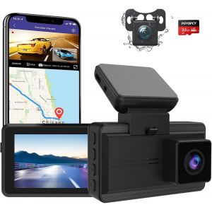 Dash cam Voiture Double, Capteur G, Enregistrement en Boucle, Verrouillage d'urgence, Détecteur Mouvement, Alerte de Phare, Moniteur stationnement,Vision Nocturne WDR, Grand angle170° (Avant Arriere) - Neuf