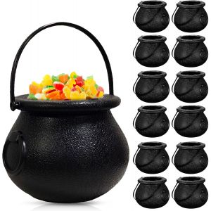 Trahoo-Mini Seau De Bonbons 12pcs Chaudron Halloween,Mini Chaudron De Sorcière,Halloween Decoration,Halloween Chaudron Noir Avec Poignée,Mini Chaudron Sorciere Pour Halloween Fêtes Décorations - Neuf