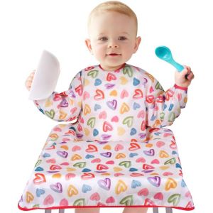 Bavoirs D'alimentation Pour B&eacute;b&eacute;,Bavoir Manches Longues Bebe Bavoir Tpu Imperm&eacute;able Se Fixe &Agrave; Votre Chaise Haute Chaises Hautes Pour Mess-6 Mois &Agrave; 3 Ans - Neuf