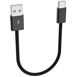 30cm Carplay C&acirc;ble Charge Tress&eacute; pour iPhone 17 16 15, 3A 18W Tress&eacute; Carplay C&acirc;ble USB A vers USB C pour Apple CarPlay & Android Auto, Chargeur Voiture Donn&eacute;es pour Samsung A16 A17 A56 Pixel 9a, Noir - Neuf