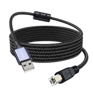 Câble Imprimante, USB 2 Mètres 2.0 A Mâle vers USB B Scanner Cordon Printer, USB Cable A vers B 2.0 Nylon Tressé Compatible avec HP, Dell, Brother, Xerox, Samsung et autres (3M) - Neuf