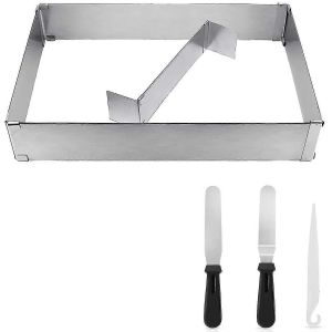 Moule De Cuisson Carré,Réglable,Cadre De Cuisson Cadre À Gâteau Extensible Rectangulaire Cadre À Gâteau/Pizza,C - Neuf