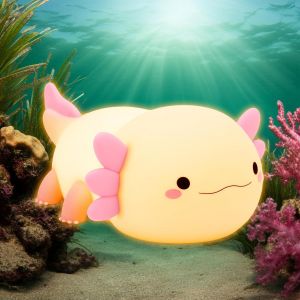 Eryi-Axolotl Veilleuse Bébé, Veilleuse Enfant Silicone Doux, Luminosité Réglable, Minuterie 20 Min, Idéale Pour Chambre D'enfant - Cadeau Unique Et Jouet Adorable - Neuf