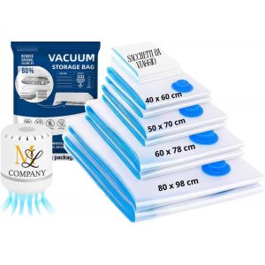 Lbgwp60-Sacs Sous Vide Pour Vêtements Avec Pompe Électrique - Lot De 10 (Xl, L, M, S, Voyage) - Gain De Place Pour Placard, Val , Couvertures, Draps, Coussins, Peluche - Réutilisables Et Résistants - Neuf