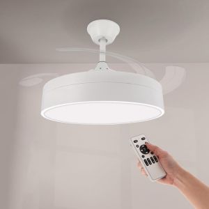 Ventilateur De Plafond Avec Lumière Led Messe 72W Blanc, Télécommande, 6 Vitesses, Silencieux,4 Pales Déployantes, Fonction Été-Hiver, Minuterie. Avec App[VEN750729] - Neuf