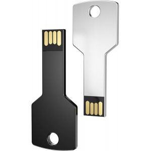 BNHGO-Clé USB 16Go Forme de Clé 2 Pièces USB 2.0 Noir Argenté Cle USB Nouveauté Mémoire Stick Étanche Thumb Drive Stockage de Données Externe pour Cadeau - Neuf