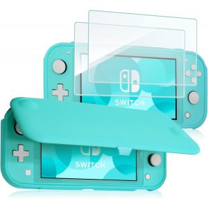 Flip Case + 2 Screen Protectors for Nintendo Switch Lite in 2019,Shockproof Protective Flip Cover,Detachable Screen Protector,Tempered Glass Easy to Install,Minimalist and Simple,1 - Neuf