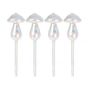 Paquet de 4 boules d'arrosage automatique,arrosoirs en verre,conception de champignons,verre soufflé à la main,adapté aux plantes d'intérieur et d'extérieur - Neuf