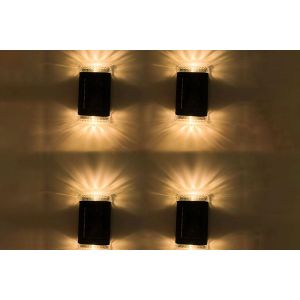 Lot De 4 Appliques Murales Led Solaires Pour &Eacute;clairage Ext&eacute;rieur De Jardin Et De Cl&ocirc;ture - Neuf