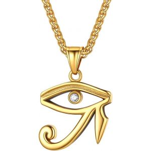 Eryi-Collier Avec Pendentif Oeil D'horus/Croix Égyptienne/Anubis/Serpent En Acier Inoxydable Bijoux Religieux Pour Homme Femme Pendentif Avec Chaîne Argent - Neuf