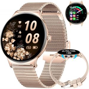 Montre Connectée Femme Avec Appel Bluetooth, 1.43"" Hd Amoled Smartwatch, Cadran Personnalisé, 120+ Modes Sportifs, Podometre, Calories, Ip68 Étanche Android Ios[Z1256] - Neuf