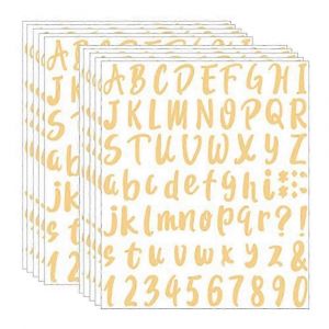 Kit De 10 Feuilles De Lettres Et Chiffres En Vinyle Autocollants (Doré) - Neuf