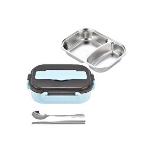 Bo&icirc;te &Agrave; Lunch Bento Isotherme En Acier Inoxydable 1l &Eacute;tanche Avec 2 Compartiments - Neuf