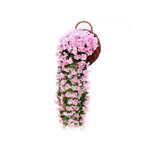 Lot de 2 plantes grimpantes artificielles roses &agrave; suspendre, d&eacute;coratives. - Neuf