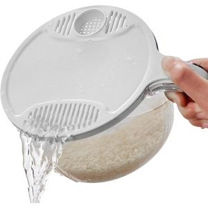 Passoire À Riz Blanc - Organisateur De Légumes De Cuisine Multifonctionnel Avec Séparateur De Drainage - Panier De Lavage De Riz Facile À Utiliser Filtre De Crépine D'évier De Cuisine - Neuf