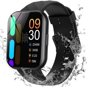 Montre Connectée Homme Femme Avec 5atm Étanche,Sport Montre Pour Natation,1,8"" Hd Smartwatch Avec 100+ Sportifs,Sommeil,Fréquence Cardiaque,Montre Connectee Pour Android & Iphone,Noir - Neuf