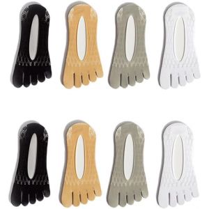 Lot De 4 Paires De Chaussettes &Agrave; Doigts S&eacute;par&eacute;s Pour Femme, Avec Cinq Doigts, Chaussettes Courtes Orthop&eacute;diques De Compression, Chaussettes Invisibles, Adapt&eacute;es &Agrave; 5 Doigts, Chaussettes Courtes Pour - Neuf