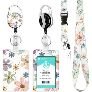 KALANKA-Porte Badge avec Cordon,Tour de Cou Badge avec Porte-Cartes,Porte Badge Enrouleur, Strap Neck avec Swivel Lobster Clasp pour Porte Badges d'Identification - Neuf