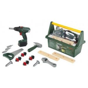 Grande Caisse outils Enfant avec visseuse accu electronique Bosch Mini - Outillage et Accessoires - Set Jouet Bricolage et Carte - Neuf