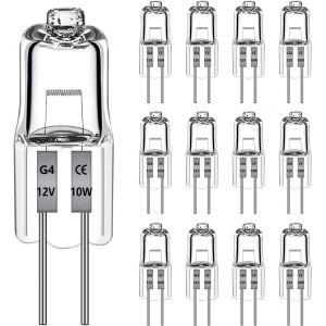 12 Pièces Ampoule Halogène G4 12v 10w, Dimmable 2700k Blanc Chaud, Ampoule G4 Halogène Pour Lustres En Cristal, L'éclairage D'armoire Et Ainsi De Suite[Amp742417] - Neuf