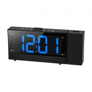 r&eacute;veil de Projection num&eacute;rique 6.4 pouces, horloge de Projection rotative &agrave; 180 degr&eacute;s avec double alarme, chargeur de t&eacute;l&eacute;phone Radio FM - Neuf