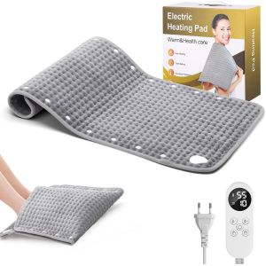 Coussin Chauffant 43x83cm, Coussin Chauffant &Eacute;lectrique avec Minuterie Arr&ecirc;t Automatique et 9 Niveaux de Temp&eacute;rature, Couverture Chauffante avec Cinq Paires de Boutons, pour Dos, Cou, &Eacute;paules, Ventre - Neuf