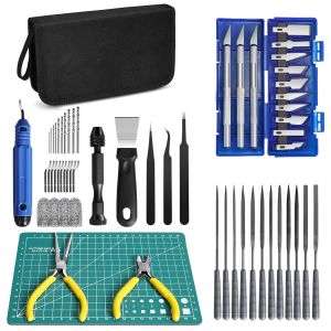 Mevronisshop-Kit D'outils De Gravure 3d, Kit D'accessoires D'impression 3d Avec Couteaux De Sculpture, Limes, Pinces, 58pcs Outils De Gravure 3d Pour Enlever, Lisser, Finir, &Eacute;bavurer, Graver, Percer - Neuf