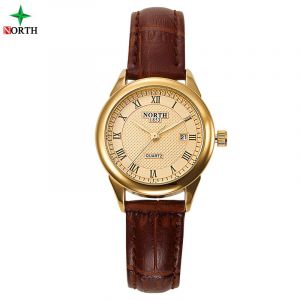 1 Paire/Ensemble De Montres-Bracelets Analogiques Rondes A Quartz Avec Bracelet En Cuir Pour Couple (Boitier A Cadran Dore) - Neuf