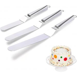 Mevronisshop-3 Pi&egrave;ces Spatule &Agrave; Glacer, Mini Spatule Coudee Patisserie En Acier Inoxydable, Ustensile De P&acirc;tisserie Pour La Maison, La Boulangerie, La Cuisine - Neuf