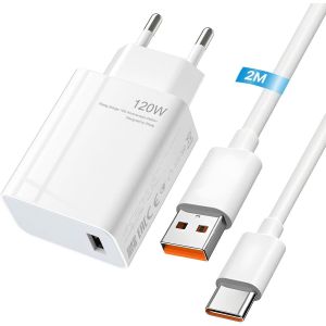 Kalanka-120w Adaptateur Chargeur Rapide Usb Avec 6a Câble Usb C Pour Redmi Note 14 Pro 13 Pro 12, Xiaomi 14t Pro/14 Ultra/13t Pro/12t/13 Pro/13 Lite/13/12/12x/Poco X7 Pro/X6/Poco F6 Pro/F6/X4 Gt Pad - Neuf