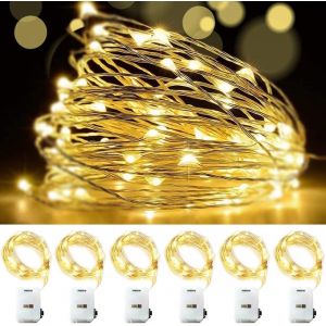 KAL-Guirlande Lumineuse Pile, Mini Guirlande Led 3 Mètre 30Led - 3 Modes, Lntérieur Girlande De Lumière Decoration Pour Chambre Noël Mariage Soirée Maison Jardin, Blanc Chaud - Lot De 6 - Neuf
