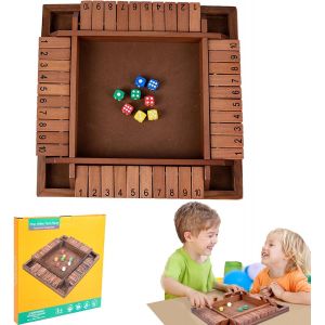 MDY-Jeu de Plateau, Jeu de dés en boîte, Jeu de Plateau en Bois avec dés, 1-4 Joueurs Jeu de dés de la boîte, compétences mathématiques, Jouet éducatif Montessori, Jeu de Plateau avec dés pour - Neuf