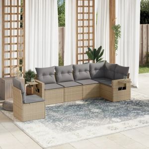 Prolenta Premium - Salon De Jardin Avec Coussins 6 Pcs Beige R&eacute;sine Tress&eacute;e - Neuf
