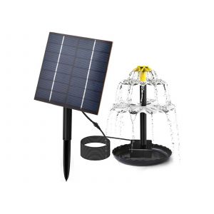 Fontaine Solaire &Agrave; 3 Niveaux Pour Bain D'oiseaux Avec Pompe Et Accessoires - Neuf