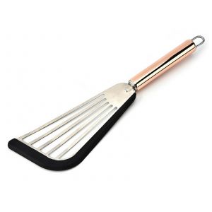 Spatule &Agrave; Poisson En Acier Inoxydable Avec Bord En Silicone, 30 X 8 Cm - Neuf