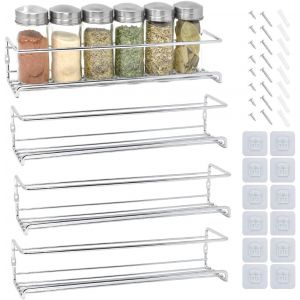 MEVRONISSHOP-Etagere a Epices Murale Metal 4 Pcs Etagere Cuisine - Porte Epices Cuisine facile &agrave; installer etagere murale cuisine - Neuf