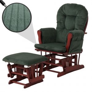 Fauteuil relax HWC-C76, fauteuil &agrave; bascule Fauteuil oscillant avec pouf Tissu Velours 320g/m&sup2; &Ouml;ko-Texvert B&acirc;ti fonc&eacute; - Neuf